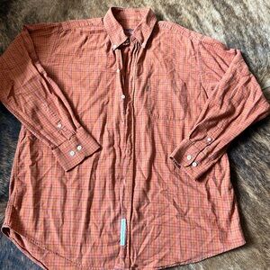 Barbour Men's Long-Sleeve Button-Down Shirt in Rust Plaid Size L